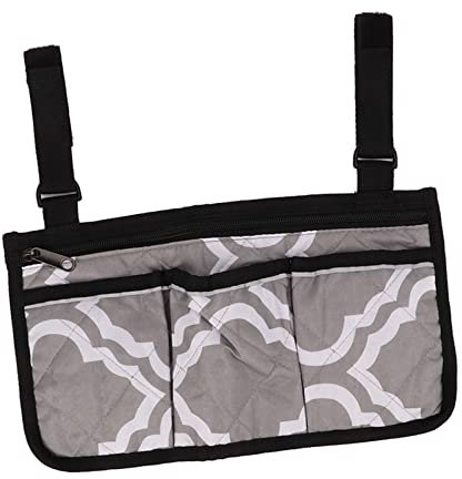 Borsa Laterale per Sedia a Rotelle con Strisce Riflettenti, Borsa da Appendere Al Lato della Sedia a Rotelle Borsa Multitasche per Braccioli Accessori per Braccioli per Sedia a Rotelle(Modello grigio)
