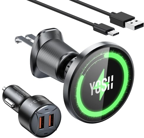 YOSH for MagSafe Car Charger Mount Air Vent, Wireless Magnetic Fast Charging for iPhone Charger Mount, Magnet Phone Holder Cradle with 36W Car Adapter for iPhone 16/15/14/13/12 Series
