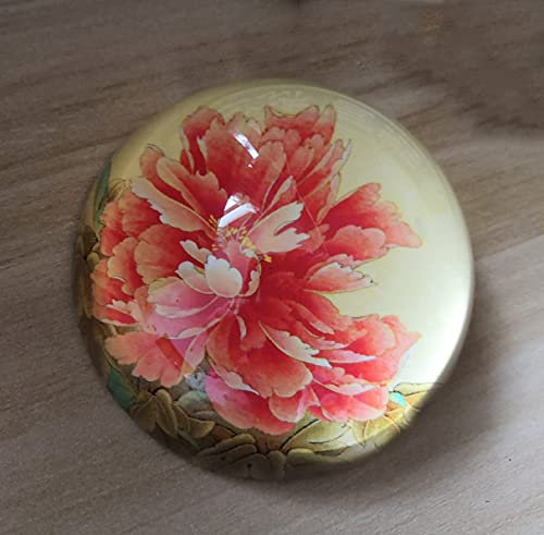 Kristallkugel Rote Pfingstrose Blume Halbkugel Glas Halbkugel Briefbeschwerer Heimdekoration Ornamente Kugel Miniatur Kreative Geschenke
