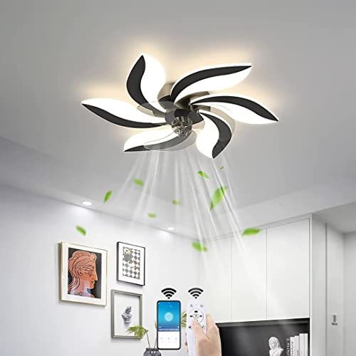 SIGOLY Moderno Silenzioso LED Ventilatore da Soffitto con Luci, Elegante Decorativo Camera da Letto Ventilatore Luce, ABS Invisibile Pale del Ventilatore, 3 velocità del Vento Marriage