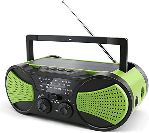 CAFFIA Hand Crank Radio Dynamo Radio with LED Flashlight Rechargeable USB Phone Charger, Emergency Use for Camping, Hiking