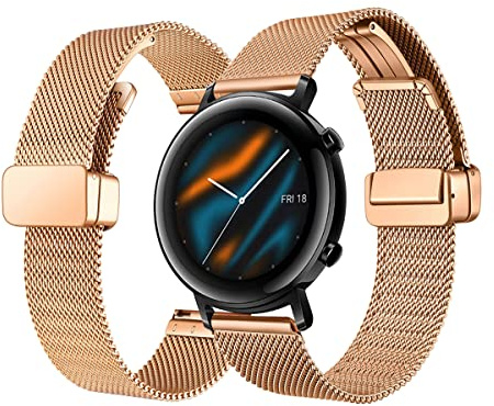 Magnet Armband für Huawei Watch GT2 42mm Armband, Huawei GT2 42mm Armband Metal Mesh Edelstahl Damen Herren Armband mit Magnet Kompatibel mit Huawei Watch GT2 42mm (E)
