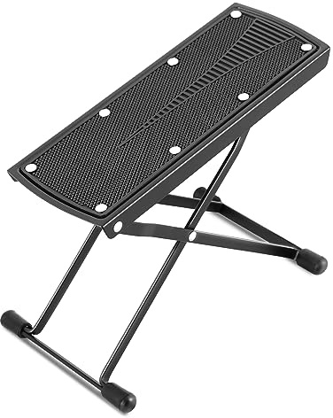 EASTROCK Guitar Foot Stool, Adjustable, Folding, Metal Leg Rest for Classical Guitar Players, with 6-Level Height Adjustment