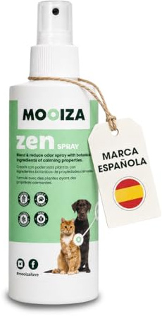 MOOIZA Beruhigungsmittel für Hunde & Katzen - Zen Spray Natürliches Anti-Stress Spray mit Lavendel & Passionsblume - Gegen Angst + Trennung + Reisen + Silvester - 150ml