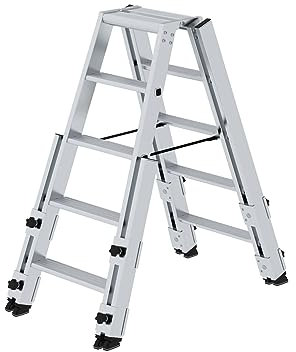PROREGAL Stufen-Stehleiter treppengängig | 2x5 Stufen | Leiter, Teleskopleiter, Trittleiter, Bockleiter, Sprossen-Doppelleiter