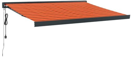 vidaXL Toldo retráctil Aluminio y Tela Naranja y marrón 3,5x2,5 m, toldo, toldo de Ventana, toldo de terraza, toldo de Patio