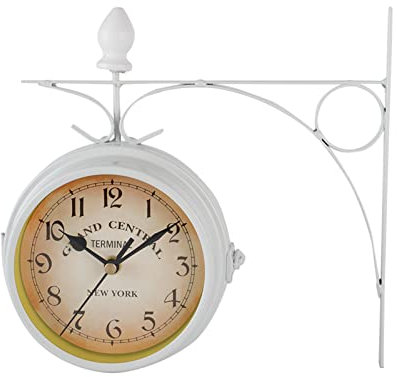 Pilipane Retro-Bahnhofsuhr aus Metall Mit Zwei Gesichtern, Doppelseitige Wanduhr, Wandbehanguhren Für Schlafzimmer, Außen- Und Innenbereich, Wohnzimmer, Heimwanddekoration