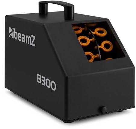 BeamZ B300 - Macchina per bolle per feste, ventilatore potente, doppia ruota, facile da trasportare, telecomando, serbatoio 700 ml