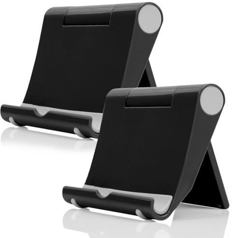 VJUYSW 2 Stück Handy Ständer Faltbar,Verstellbarer und klappbarer Kunststoff-Stände,Schwarz Universelle Smartphone Stand,mit alle Mobile oder Tablet Halterung