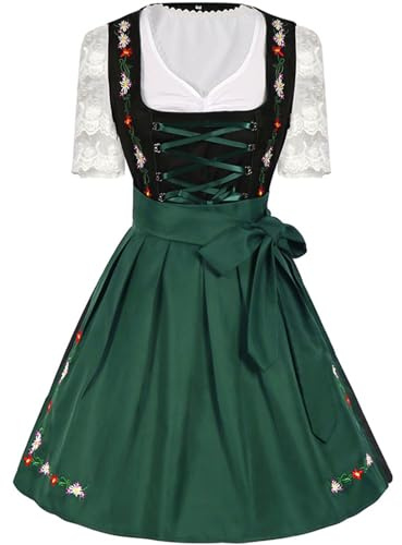 Vestiti Tirolesi Donna - Gonna Tradizionale Bavarese Dirndl Abiti Lunghi Costume Sexy Abito da Taverna Oktoberfest
