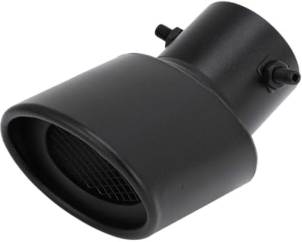 VekAuto Gebogener Schräger Auspuff-Tipp Universal Für Auto Edelstahl | Mattschwarz, 1 Stück, Einlass 2.4, Auslass 3.9, Länge 5.3, Bolt On, Schrauben Montage