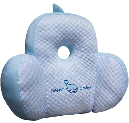 HSTWODE Rückenkissen, Lesekissen für Bett und Sofa Memory Foam, Cartoon Pillow Rücken Sitzkissen Für Bett,Ideal Rückenstütze für Lesen, Arbeiten, und Spielen (1, Himmelblauer Wal, L)