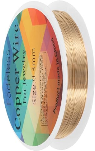 QUARKZMAN Kupferdraht Gold 0,1 mm / 28 Gauge 1 Rolle | für die Schmuckherstellung Craft Anlaufbeständiger Perlen Draht für Schmuckherstellung DIY