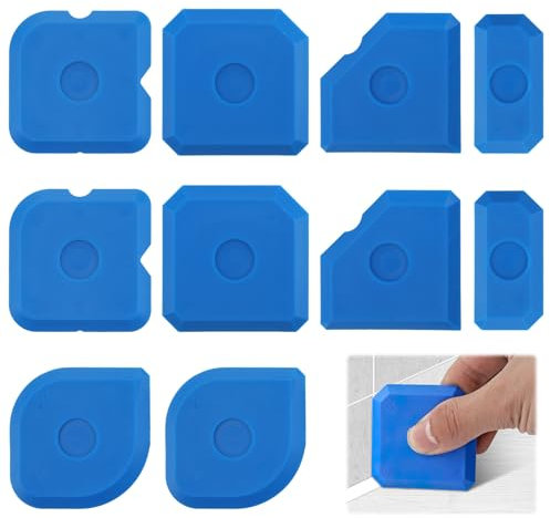 Silicone Seam Tools, 10 Pcs Sealant Finishing Tool 23 Different Shapes Reusable Smoothing Caulking Tool Kit Multi-Edge Seam Scraper Sealant Tools for Kitchen Bathroom Floor Ceramic Blue