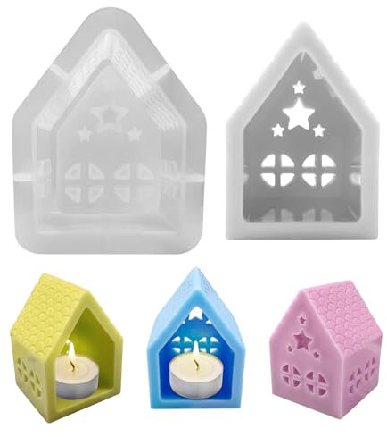 Silikonformen Häuser, 3D Silikonform Haus Kerzenhalter Weihnachten Gießformen Silikon Gießformen