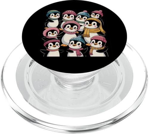 Niedliche Winter-Pinguin-Familie in warmen Schals und Mützen PopSockets PopGrip für MagSafe