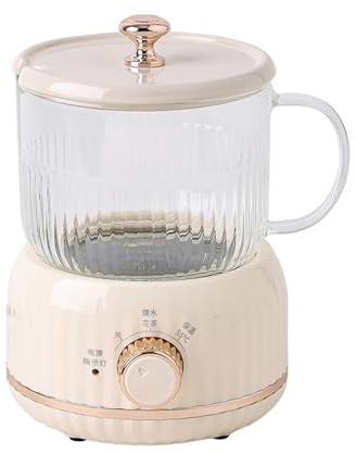 MAMAO Smart Electric Heating Cup Office Tea Making Multifunctional Health Pot Silent Mini Health Cup Kettle Fully Automatic Electric Cooking Pot Thickened Glass Insulation Flower Teapot White