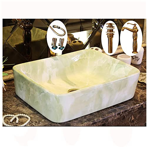 WOTZOV Lavabo Ovale Moderne, Meuble de lavabo à Poser sur Plan de Travail Blanc, lavabo en céramique pour Salle de Bain avec Fente de trop-plein/15178