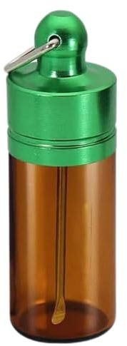 Boîtes à pilules portables comme porte-clés – Porte-clés étanche pour boîte à pilules, étuis pour porte-clés, boîte à pilules en verre avec cuillères