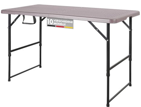 Floordirekt - Tavolo da giardino pieghevole in plastica 120 x 60 cm - Tavolo da buffet con maniglia - Tavolo pieghevole per giardino, terrazza e balcone - Tavolo da campeggio per 6 persone (Saga)