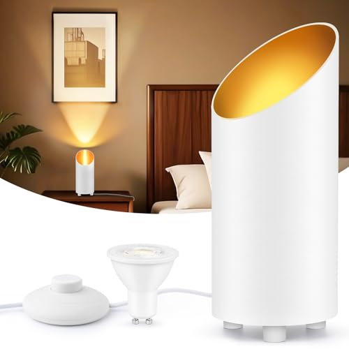 GeyouLux LED uplight faretto da pavimento IP44 impermeabile 6W 600LM lampada da pavimento in alluminio, lampada da pavimento con interruttore a pedale, incl. lampada GU10 2700K bianco caldo Bianco