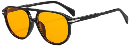 YAMEIZE Stile Retrò Pilota Doppio Ponte - Occhiali da Sole per le Donna Uomo Classic 70 Occhiali da Sole Rotondi Elegante di Guida