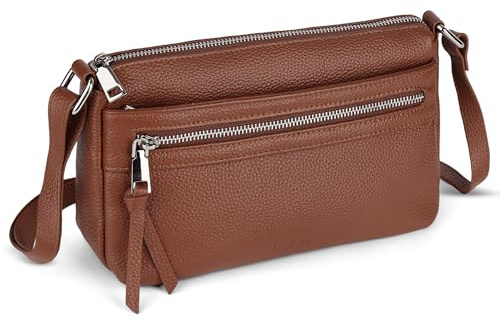 befen Echtleder Handtasche Damen Mittelgroß, Crossbody Bag Leder RFID-Blockierung Handytasche zum Umhängen, Moderne Kleine Umhängetasche Damen mit Verstellbar Schultergurt