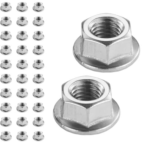 Flewdart 30pcs tuerca brida dentada M8 de 304 acero inoxidable, tuerca hexagonal para tornillos ø 5mm Din 6923 / Iso 4161, M5/M6/M8/M10/M12/M14(M8 30pcs)
