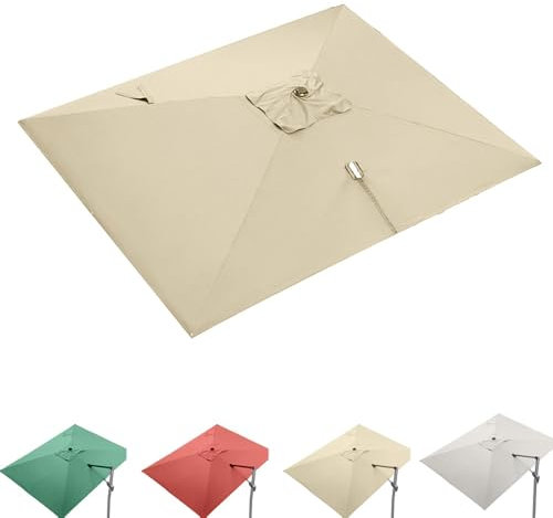 QSPNVFB Auvent De Rechange pour Parasol Rectangle 3x4m 8 Côtes Couverture pour Décalé Parasol De Piscine Anti-UV Housse De Parapluie De Jardin Terrasse(Khaki,3x4m(10' x 13') Single Top)