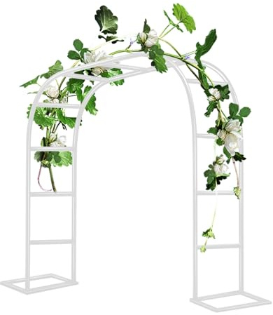 Arche de jardin en métal pour plantes grimpantes, treillage de rose, pergola, support de tonnelle de jardin, disponible en 80 x 200 cm, 120 x 220 cm, 200 x 230 cm, 350 x 220 cm (L x l x H) (blanc, 350