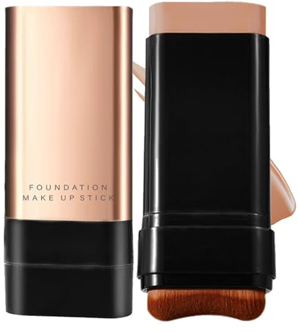 2 in 1 Luxurious Anti-Wrinkle Foundation Stick, Multi-Purpose Full Coverage Stick - Foundation with Built-In brush,Balance & Even Complexion,Multi-Use Full Coverage