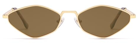SOJOS Sechseckige Schmale Polarisierte Sonnenbrille Damen Sunglasses Women | Vintage Hexagonal Goldener Rahmen Kleine Unregelmäßige Shades UV400 SJ1233