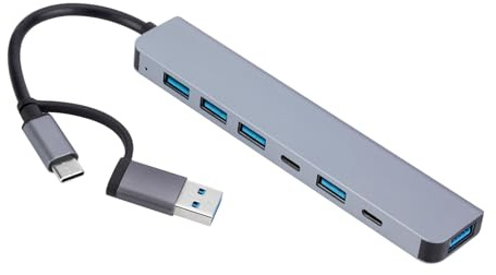 SkyPOOU Adattatore USB Hub UsbC Con 5 Porte E 2 Porta TypeC Hub Multiport Adattatore Per Smartphone Laptop Switch Viaggio