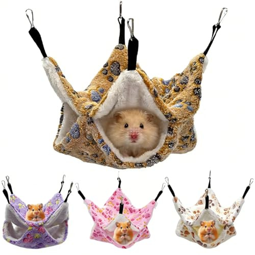 ASOUUNLD Meerschweinchen Hängematte 4 Stück Doppellagig Weich | Kuschelige Schlafplätze aus Polyester für Meerschweinchen, Ratten, Frettchen, Hamster und andere Kleintiere
