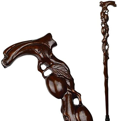 Hölzerner Rohrstock Massive Wanderstock Krücke Holz geschnitzt Bequeme Griffstöcke Retro -Rohr für Männer und Frauen 95 cm für ältere Menschen, Senioren, Senioren