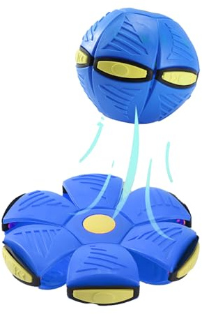 Pelota Saltarina Niños Gracioso Metaball Mágico, Platillo Volador Magic Metaball con 6 Luces, Children's Bouncing Ball para Interacción Entre Padres E Hijos (A02-Azul(Versión sin luz))