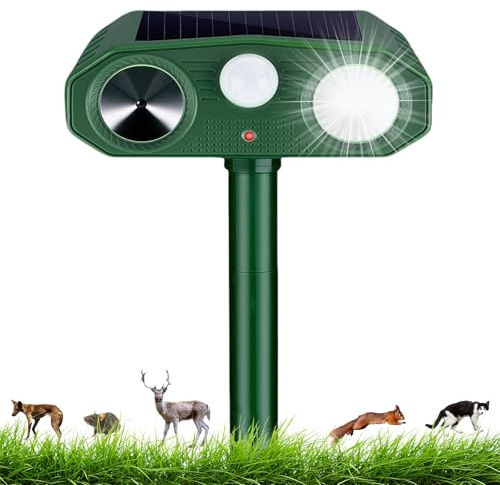 Katzenschreck Ultraschall, Solar Tiervertreiber Katzenabwehr 3 Modi, Wasserdicht Ultraschall Abwehrmittel Hundeschreck mit LED Bewegungsmelder für Katzen, Hunde, Mäuse, Vögel, Mardern