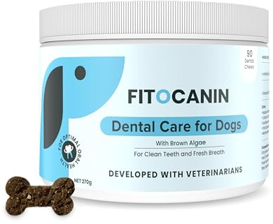 Dental Forte Zahnpflege-Snacks für Hunde - gegen Zahnstein und Mundgeruch, frischer Atem und gesunde Zähne, 90 Snacks (270 g), Rind- und Fischgeschmack, mit Braunalge, Minze und Granatapfel.