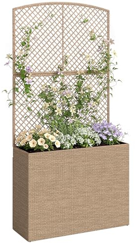 Outsunny Garden Planter with Trellis, Liner 80 x 30 x 163 cm Light Grey