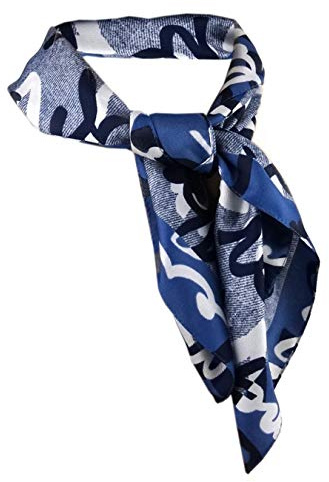 TigerTie Nickituch in marine blau grauweiss gemustert - Gr. 50 x 50 cm - Tuch Halstuch