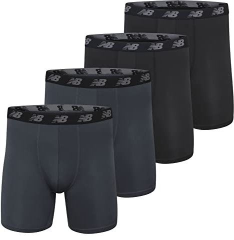 New Balance Men's Standard 5 Performance No Fly Boxer Brief (4 Pack), Thunder/Thunder/Black/Black, X-Large