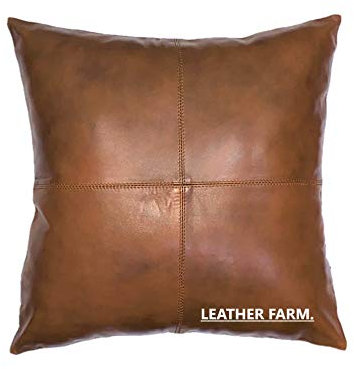 LEATHER FARM Dicker Echtleder-Kissenbezug, Hellbraun, 2 Stück (40,6 x 40,6 cm (2)