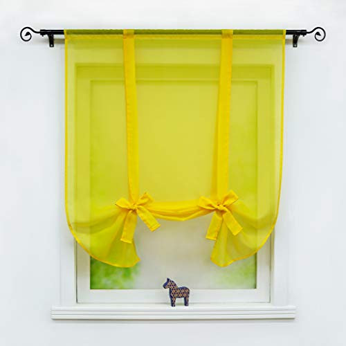Joyswahl Voile Raffrollo Transparente Unifarbiges Bändchenrollo »Mila« Schals mit Tunnelzug Fenster Vorhänge BxH 80x140cm Gelb 1er Pack