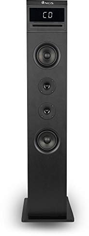 NGS SKYGAZER – Torre audio 2.1 da 120 W (lettore CD, ingressi USBAUX IN), compatibile con tecnologia Bluetooth. Colore: nero