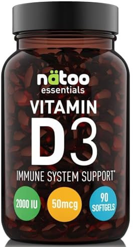 NÄTOO Vitamina D3 2000IU 90 Softgel (3 Mesi di Integrazione) - Vitamina D 2000 UI ad Alto Dosaggio - Integratore Vitamina D che promuove il supporto Sistema Immunitario, Ossa e Denti - Vegan