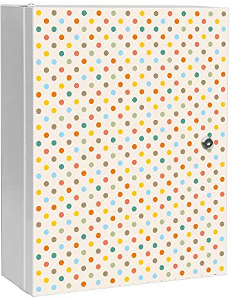 banjado Medizinschrank abschliessbar mit Motiv Bunte Punkte 35x46x15cm - großer Arzneischrank für die Hausapotheke - Medikamentenschrank aus Metall zur Medikamenten Aufbewahrung