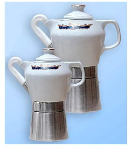 Sirge Caffettiera Moka 4 tazzine in fine porcellana certificata e decorata oro Mary 55