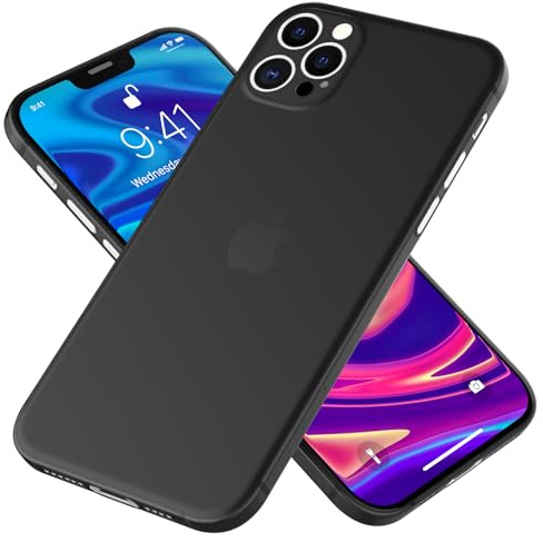 NALIA Ultra Slim Hardcase für iPhone 12 Pro - Matt - Hülle, Schwarz | Vergilbungsschutz, UV-stabiles Polycarbonat, Linsen einzeln umschlossen, Anti-Fingerprint, Soft-Touch Grip