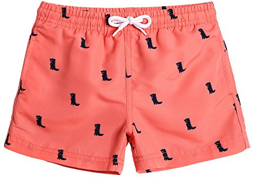 MaaMgic Short de Bains D'Ete Garcons Filles Carton Dinasaure avec Slip Filet Maillot de Bain Enfant a la Plage,6 ans,Orange