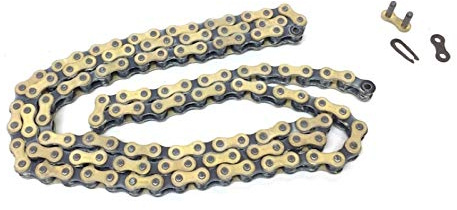 Kette Gold 420 x 134 L Glieder Verstärkt – Passend für SIMSON S50, S51, KR51/2, Beta RR, Zündapp KS 50 - Mit Kettenschloss in Gold, kürzbar